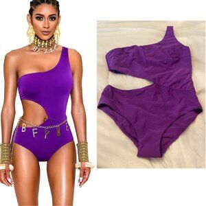New! Bfyne Kysre Purple One Shoulder Cutout One-Piece Swimsuit NWOT 3495